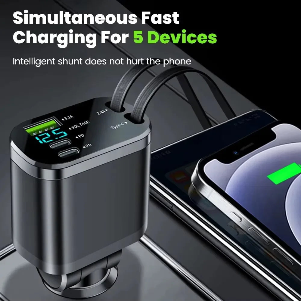 150W Retractable Car Charger