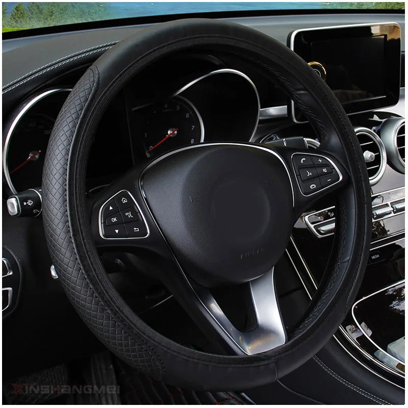 Embossed Leather Steering Wheel Cover