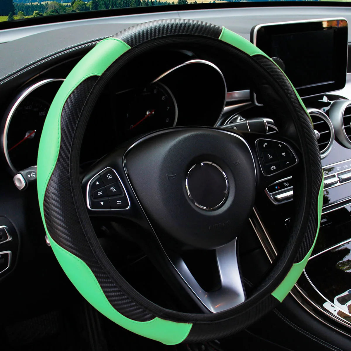 Carbon-Look Steering Wheel Cover
