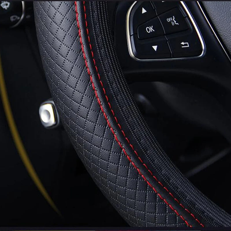 Embossed Leather Steering Wheel Cover