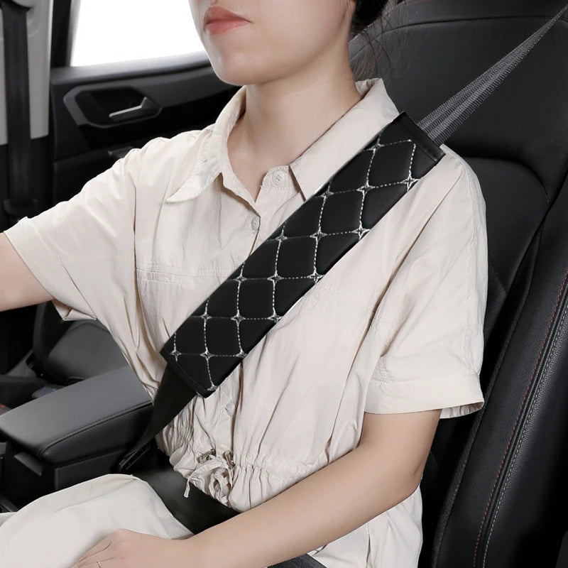 Quilted Leather Seat Belt Pads